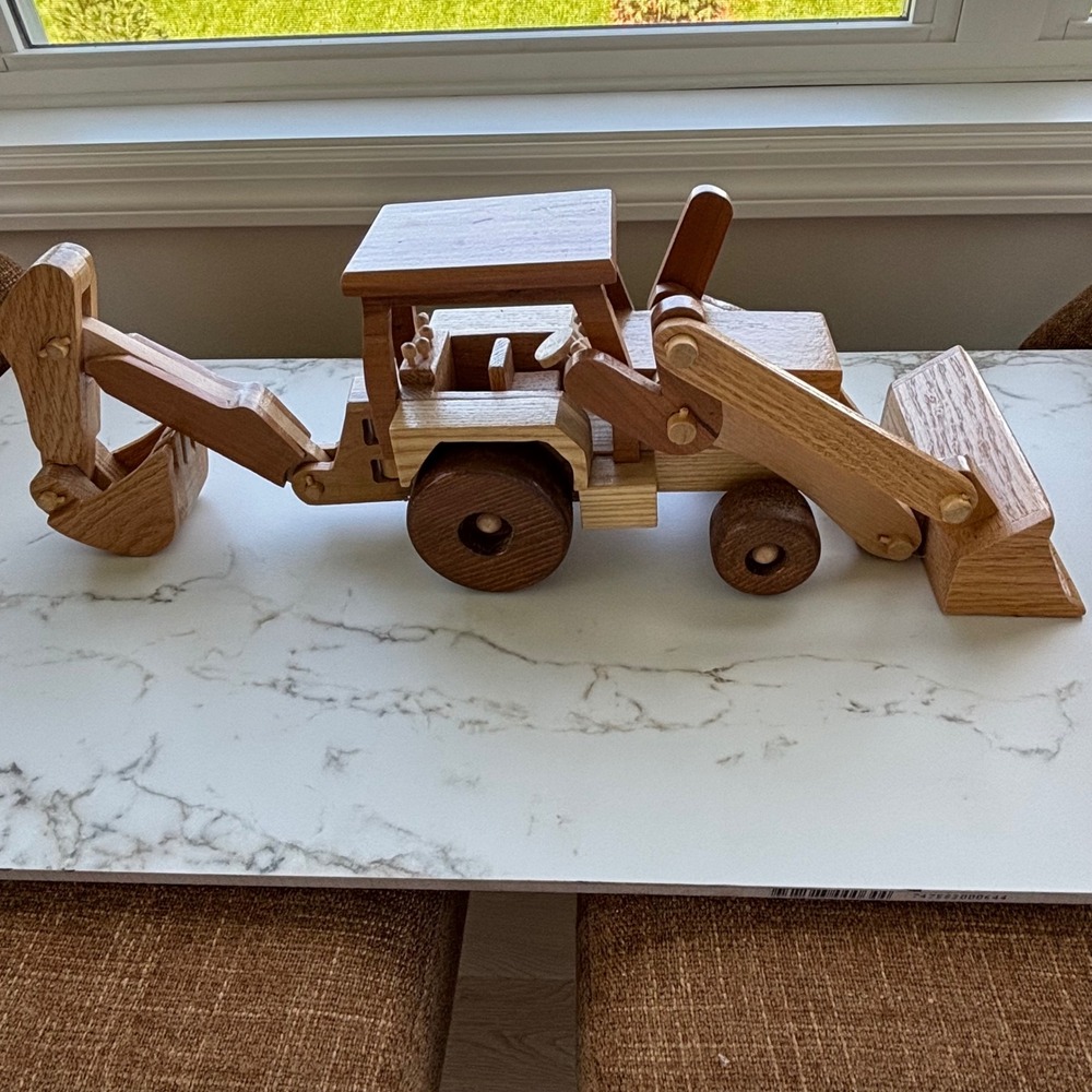 Handcrafted Wooden Excavator Backhoe Loader Heavy Equipment Construction Model - Picture 6 of 15
